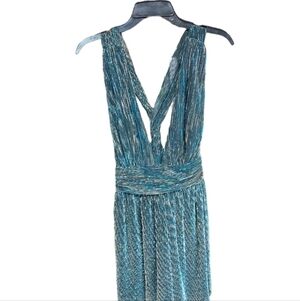 Lulu's Teal metallic mini skater cocktail dress rn 155839 med